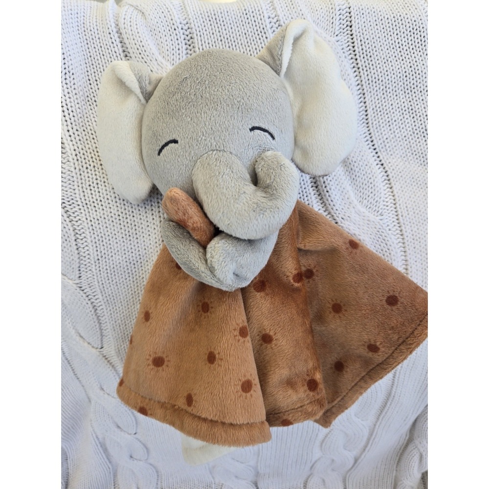 Gerber Modern Moments Elephant Security Blanket Lovey Gray Brown Polka Dot SOFT